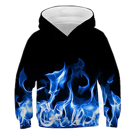 Barn Gutt Hettegenser og sweatshirt Langermet Grafisk 3D Trykt mønster Regnbue Barn Topper Aktiv Nytt År