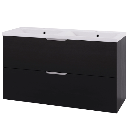Linn Bad Selma Glatt 2 Skuffer Eikefiner D45cm Servantskap Svart eik / 120cm Dobbel