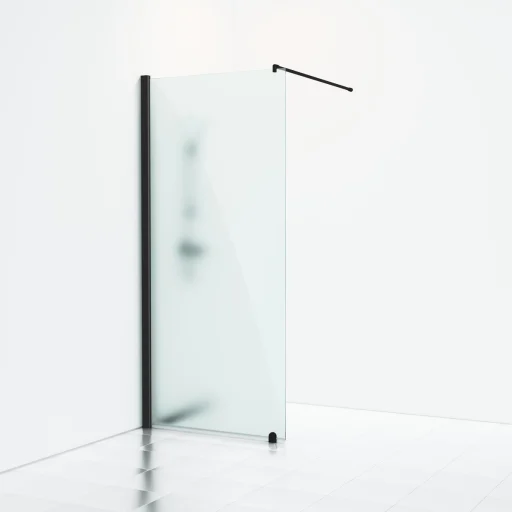 Svedbergs Skoga dusjvegg 80 cm, frostet glass/matt sort