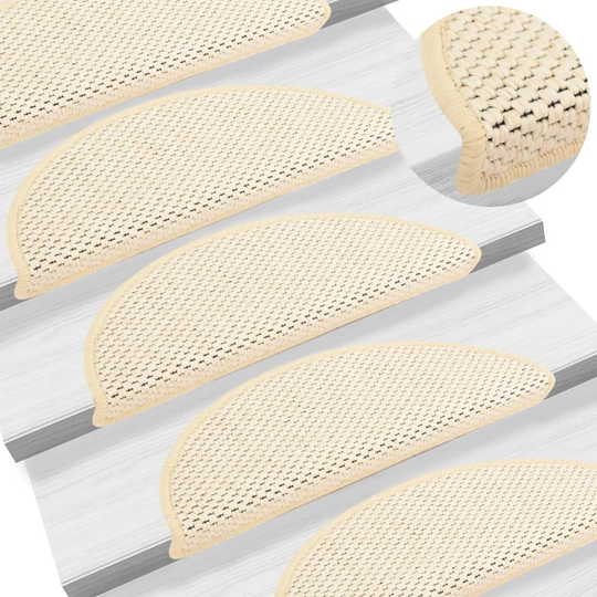 vidaXL selvklæbende trappemåtter 15 stk. 56x20 cm sisal-look creme