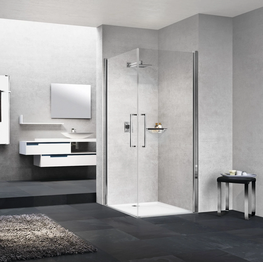 Novellini Young 2.0 2G Slagdør 80-100cm - Pris pr stk Krom / 90cm Klart Glass
