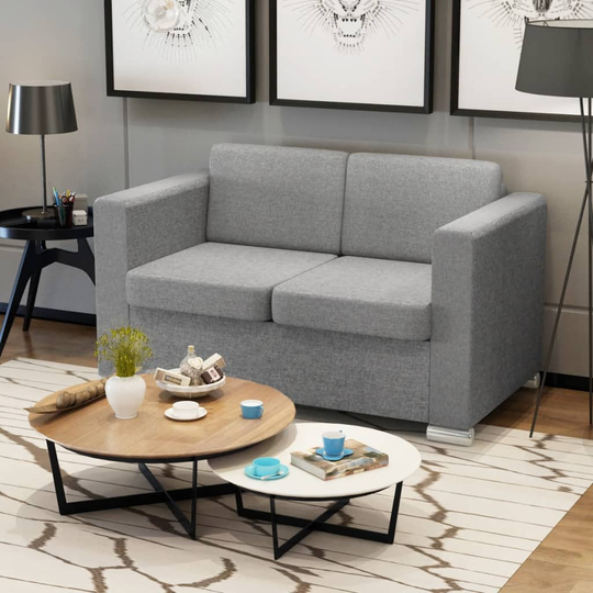vidaXL 2 pers. sofa stof lysegrå