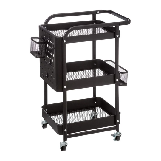 Vogn, metal - 3 niveauer - Sort