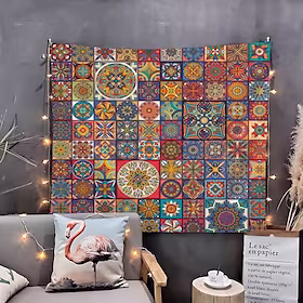 mandala bohemisk mosaikk veggteppe kunst dekor teppe gardin hengende hjem soverom stue sovesal dekorasjon boho hippie psykedelisk blomsterblomst lotus indisk