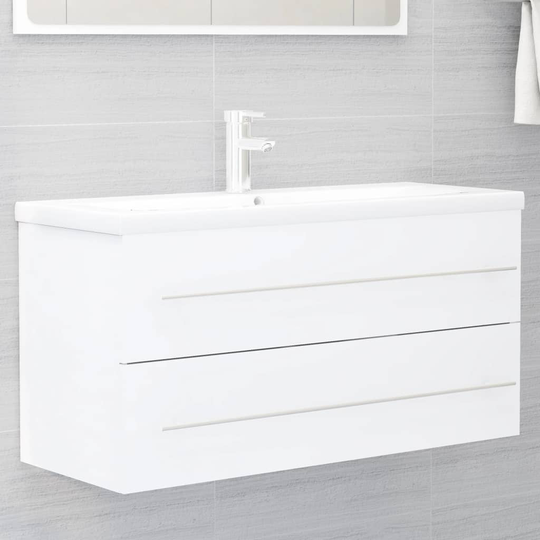 vidaXL vaskeskab 100x38,5x48 cm spånplade hvid