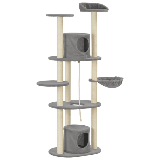 vidaXL kradsetræ til katte med sisal-kradsestolper 160 cm grå