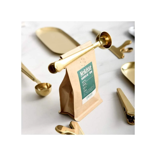 Kaffemål med forseglingsclips - Guld