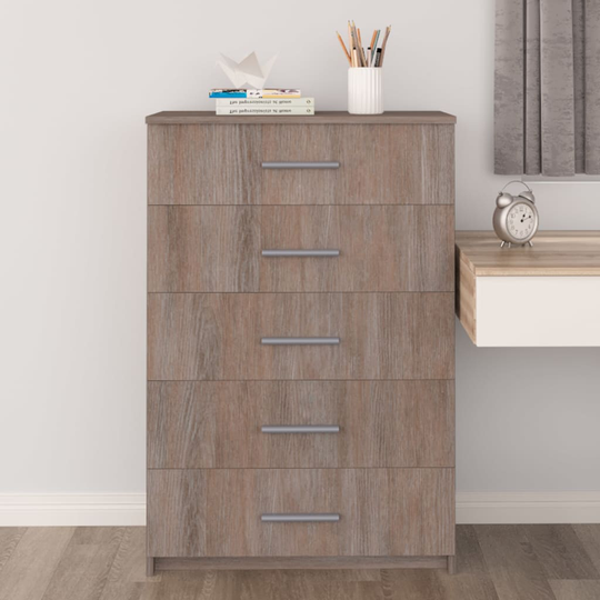 vidaXL kommode 71x35x108 cm spånplade grå sonoma-eg