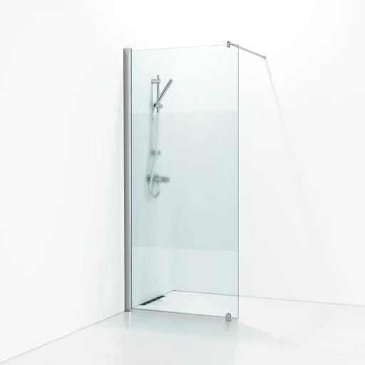 Svedbergs Skoga dusjvegg 90 cm, halvfrostet glass/blank alu