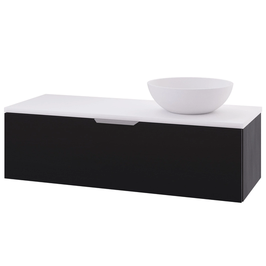 Linn Bad Selma Glatt Eikefiner D45cm Servantskap Svart eik / 120cm Høyre