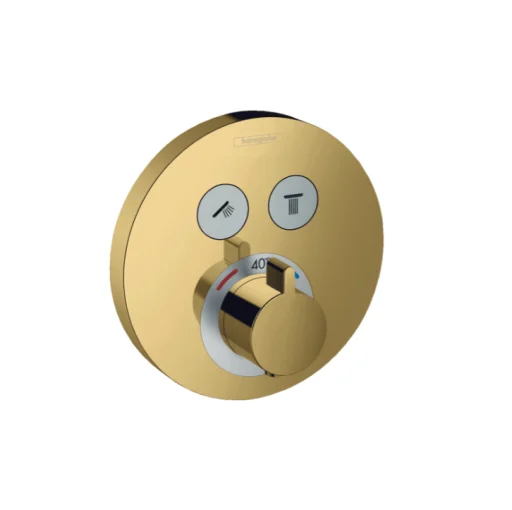 Hansgrohe ShowerSelect S termostatarmatur t/innbygging m/avsperring til 2 uttak, polert gull-optikk