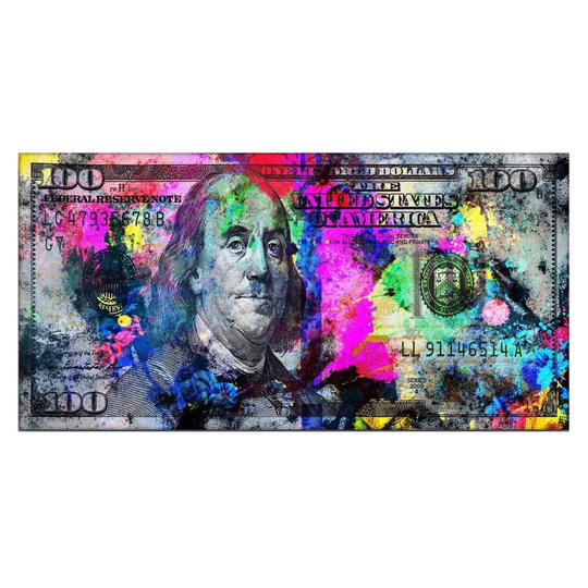 Lærredsplakat, 50 x 100 cm - 100 Dollars - Nr. 1
