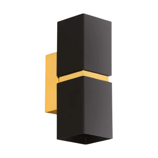 Passa Wall L55 svart/gull, GU10, 2X3W, 3000K