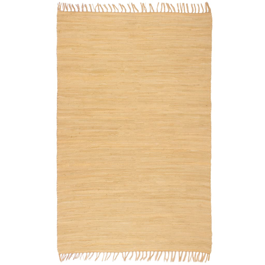 vidaXL håndvævet chindi-tæppe bomuld 120 x 170 cm beige