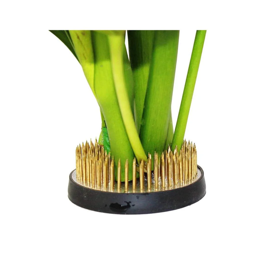 Rund blomsterholder med gummibund - blomsterdekoration - sort