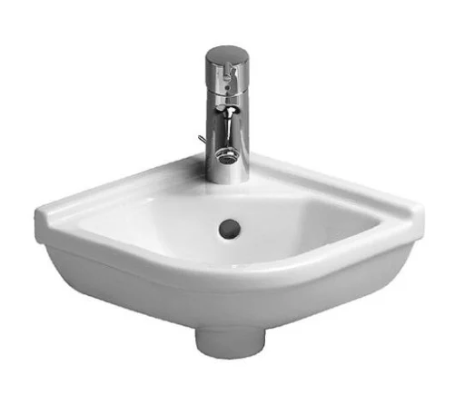 Duravit Starck 3 Hjørne Servant m/WonderGliss, Tapphull & Overløp - 43x38 cm