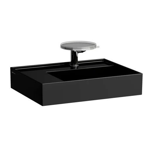 Kartell Laufen håndvask, 60x46 cm, hylle til venstre, sort