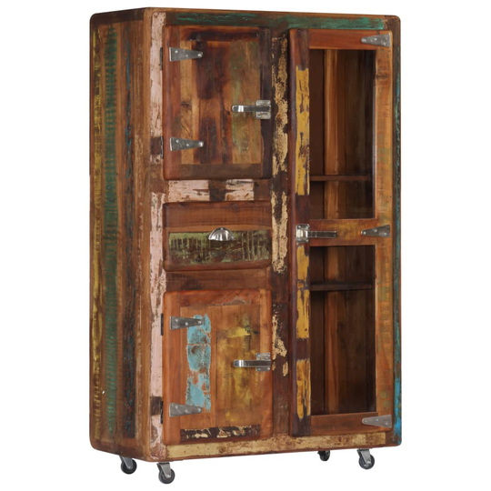 vidaXL højskab 90x42x142 cm massivt genbrugstræ