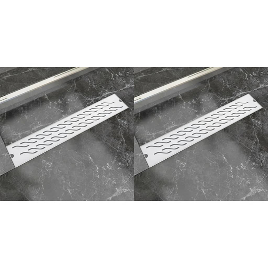 vidaXL lineære bruseafløb 2 stk. bølgedesign 630 x 140 mm rustfrit stål