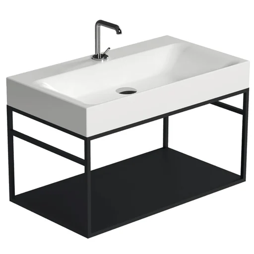 Lavabo Cento 80 veggmodul i stål og matt sort