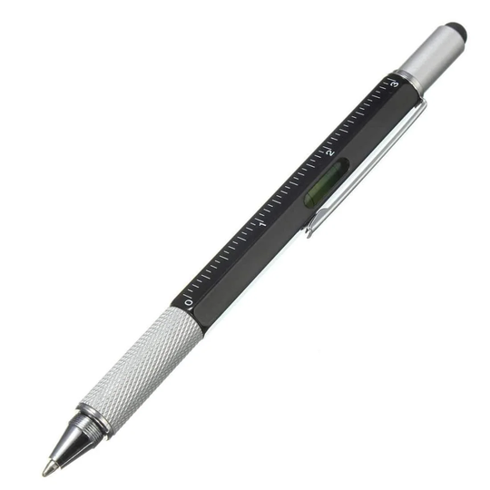 6-i-1 Multifunktionel Pen til Altmuligmanden - Sort