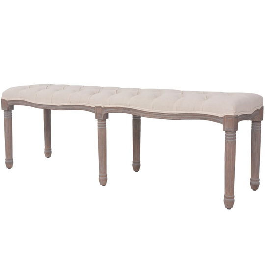 vidaXL bænk lærred massivt træ 150 x 40 x 48 cm cremehvid