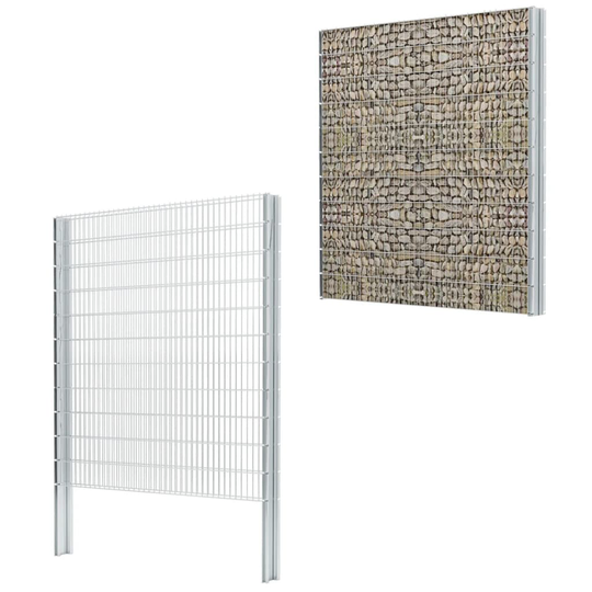 vidaXL 2D gabionhegn galvaniseret stål 2,008x2,23 m 18 m sølvfarvet