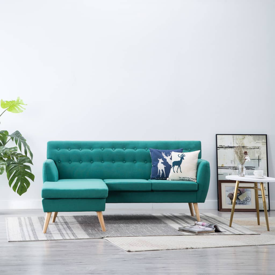 vidaXL L-formet sofa i stofbeklædning 171,5 x 138 x 81,5 cm grøn