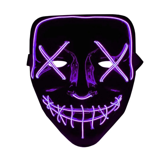 The Purge LED Neon Mask, Halloween - Lilla