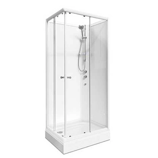 Vikingbad Kiev Dusjkabinett Rett H210cm Hvit Matt / 80x80cm Glass