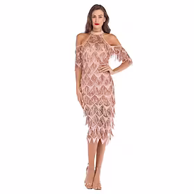 Den store Gatsby Charleston De livlige 20-årene 1920-tallet Cocktail Kjole Vintage kjole Flapper kjole Ballkjole Dame Paljetter Dusk Kostume Årgang Cosplay Fes