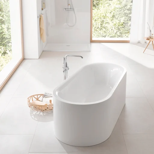 Grohe Essence badekar 180 x 80 cm, frittstående, med overløp, alpinhvit