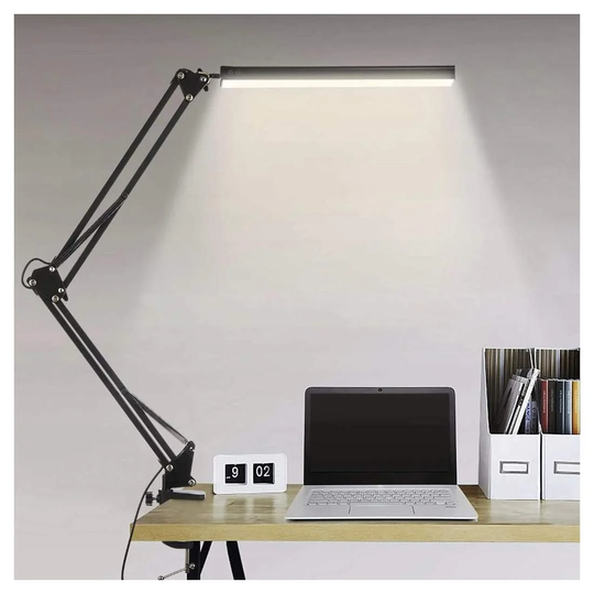 Fleksibel skrivebordslampe med klemme og fod - USB
