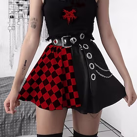 Goth Girl Årgang Punk og gotisk Sommer Maskerade Dame Kostume Årgang Cosplay Fest Skjørt