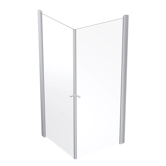 Porsgrund Showerama 10-02 Dusjhjørne Rett Matt Aluminium / 90x90cm Klart Glass