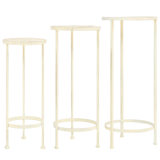 vidaXL plantestativssæt i 3 dele vintagestil metal antik hvid