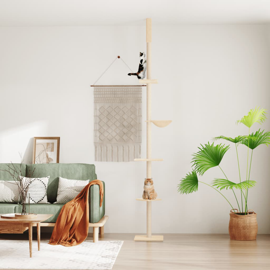 vidaXL kradsetræ fra gulv til loft 263,5-289,5 cm cremefarvet