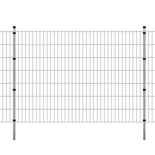 vidaXL 2D paneler og pæle til havehegn, 2.008x1.430 mm, 10 m, sølvgrå