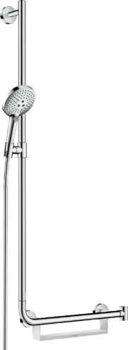 Hansgrohe Select Care Raindance dusjsystem med hylle til høyre, krom