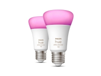 Philips Hue White and Color Ambiance - LED-lyspære - E27 - 6.5 W (tilsvarende 60 W) - klasse F - 16 millioner farver - 2000-6500 K - (pakke med 2) - 1100lm
