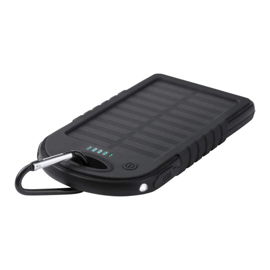 Powerbank med Solceller, 4000 mAh - Sort