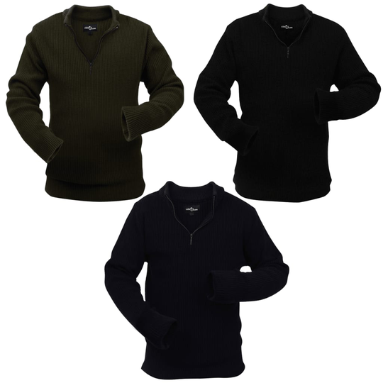 vidaXL Pullovers til mænd 3 stk. Navyblå/Militærgrøn/Sort størrelse XXL