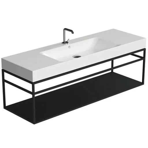 Lavabo Cento 140 veggmodul i stål og matt sort