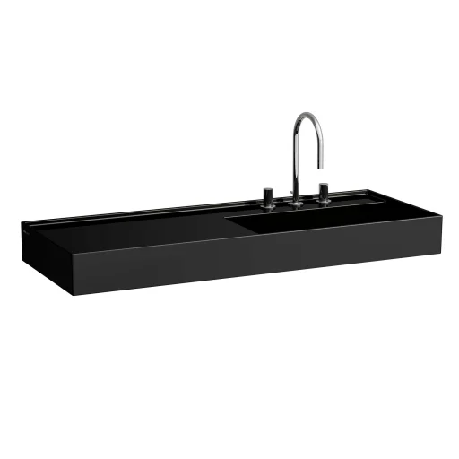 Kartell Laufen håndvask, 120x46 cm, hylle til venstre, sort