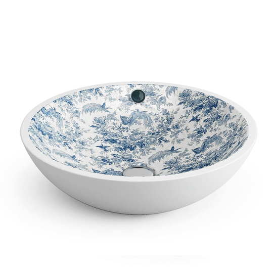 Bathco Castellon Decorado BolleservantØ43cm - Mønster Hvit