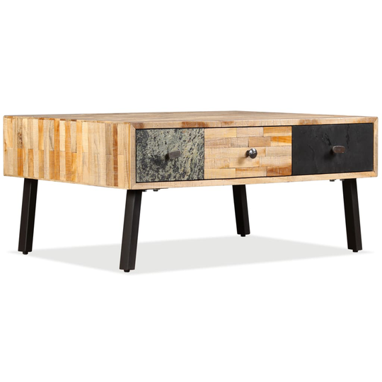 vidaXL sofabord massivt genbrugsteak 90 x 65 x 40 cm