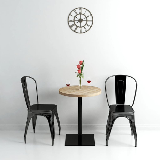 vidaXL bistrobord MDF og stål rund 60 x 75 cm egetræsfarvet