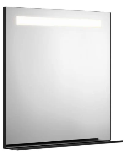 Gustavsberg speil med hylle, LED, 80x80,2 cm, sort