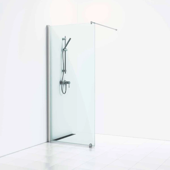 Svedbergs Skoga Dusjvegg Rett (Walk-in) Matt Aluminium / 100cm Klart Glass