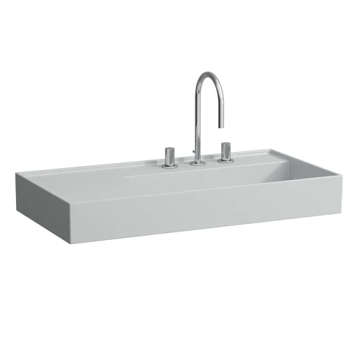 Kartell Laufen håndvask, 90x46 cm, hylle til venstre, matt grå